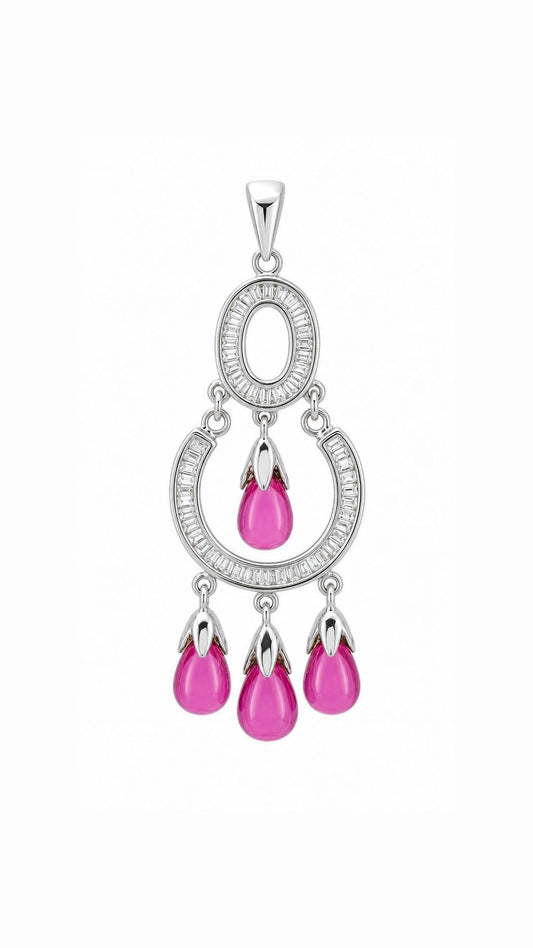 Burgundy Tourmaline and Diamond Pendant-BEO00002733@