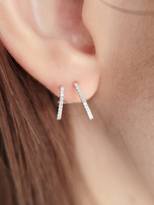 Diamond Double Hoop Earrings-WK3694