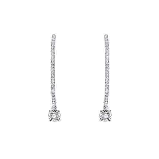 Diamond Drop Earrings-WK3970@