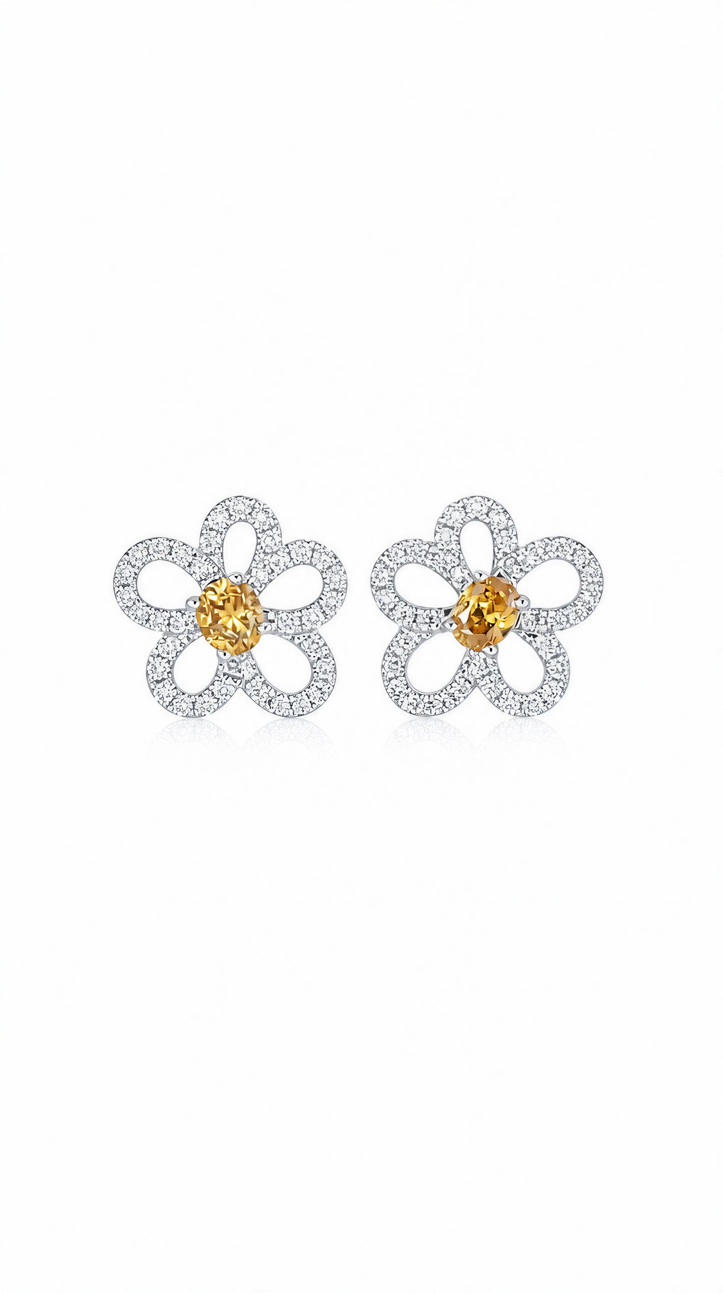 Diamond Flower Earrings-WK4262@