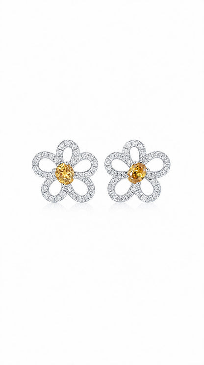 Diamond Flower Earrings-WK4262@