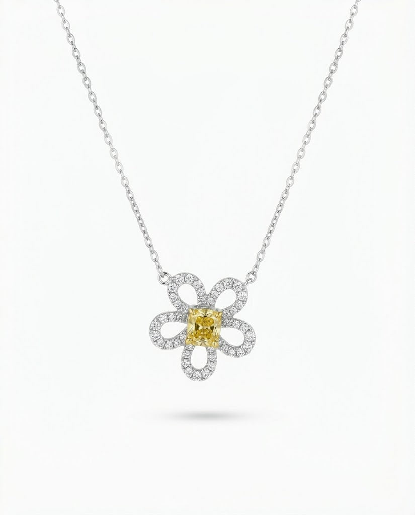 Diamond Flower Necklace-WK4301