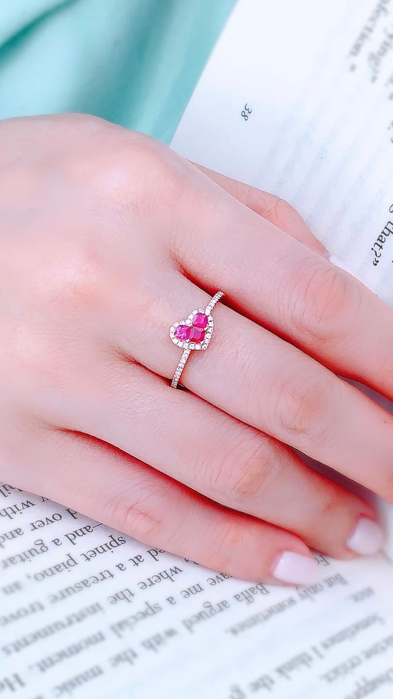 Heart Shape Ruby and Diamond Ring-BFO00002609