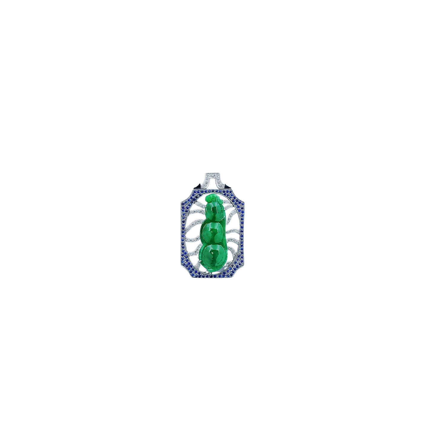 Fei Cui Blue Sapphire Diamond Pendant-WEO00002227
