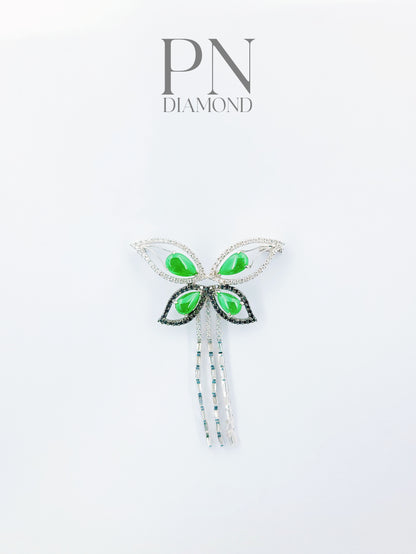 Butterfly Fei Cui & Diamond Brooch-WJO00000050