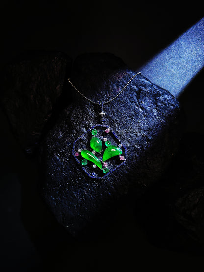 Fei Cui Emerald Diamond Pendant-WEO00002300