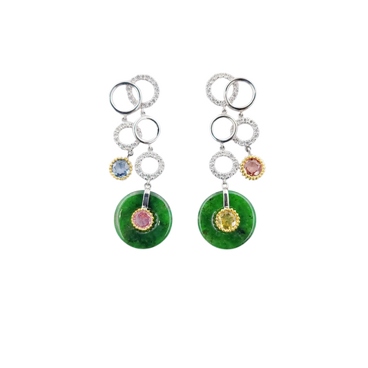 Fei Cui Sapphire & Diamond Earrings WCO00000293(證書 A 玉 )