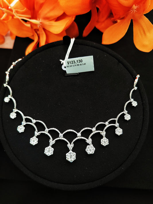 Flower Diamond Necklace-ZAO00002548@