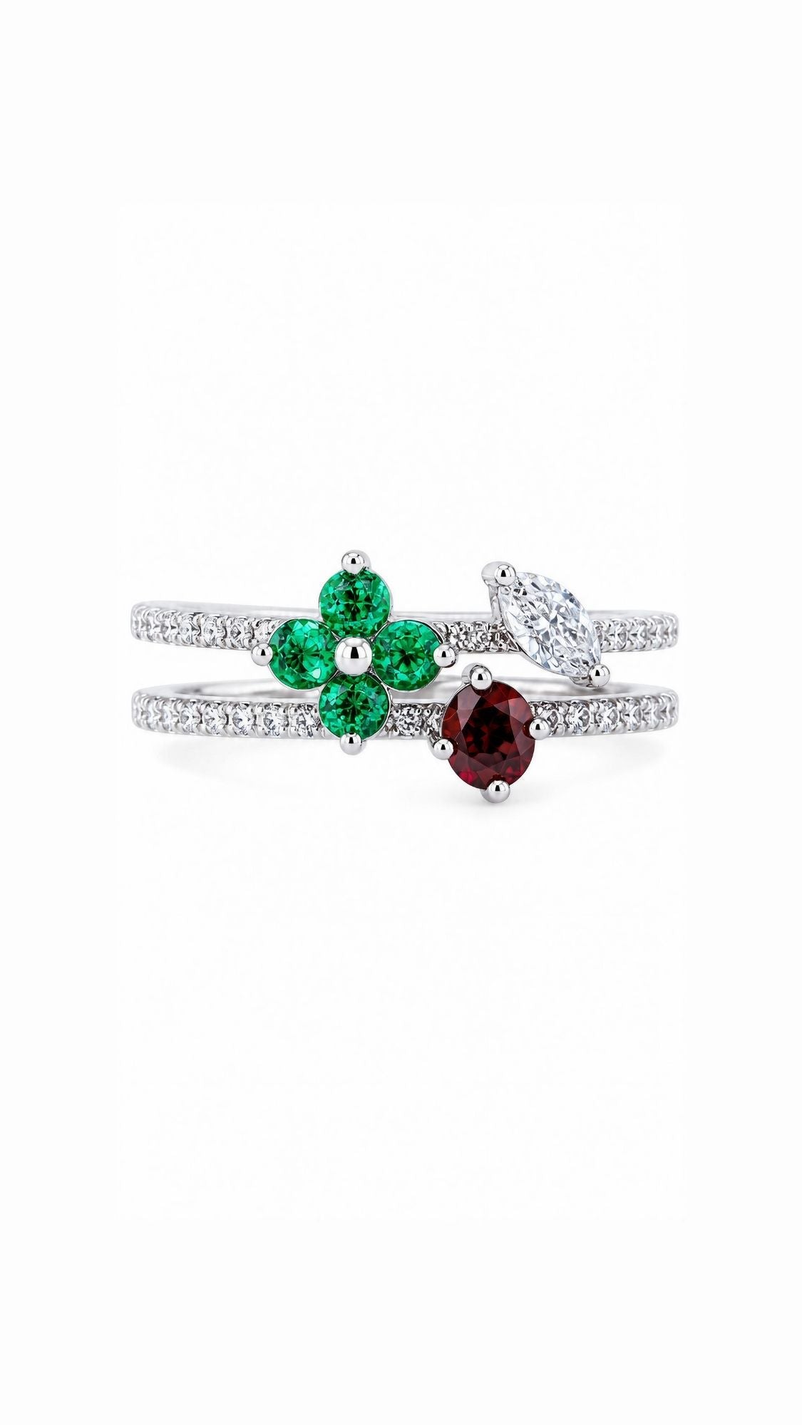 Forest Fairy Ruby,Emerald & Diamond Ring-WK4287