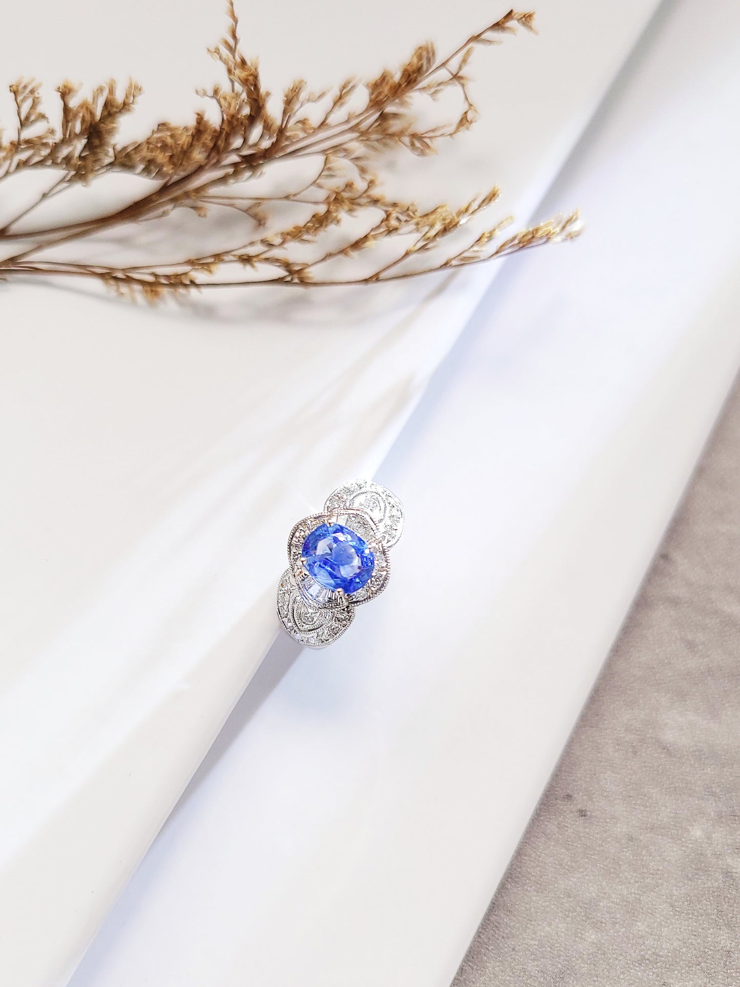 GIA 1.42CT Blue Sapphire Diamond Ring-BFO00001670