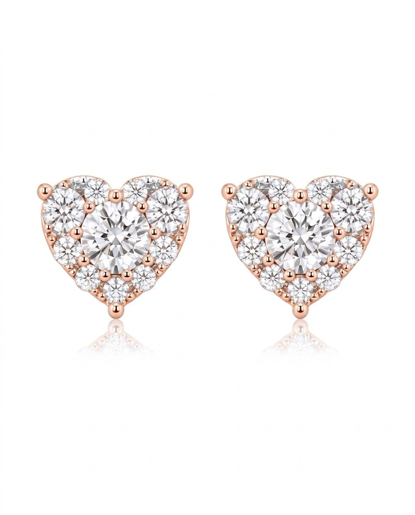 14k Natural Heart Shape Diamond Earrings-WK4286