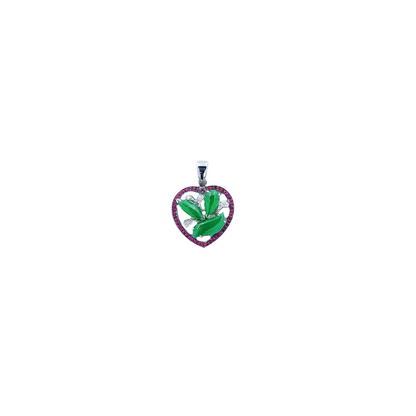 Heart Shape Fei Cui Diamond Pendant-WEO00002658