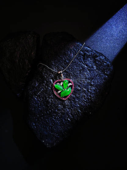 Heart Shape Fei Cui Diamond Pendant-WEO00002658