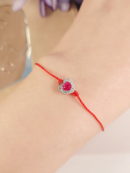 Heart Shape Ruby Diamond Bracelet-WKH4104@