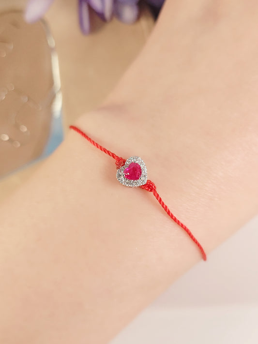 Heart Shape Ruby Diamond Bracelet-WKH4104@