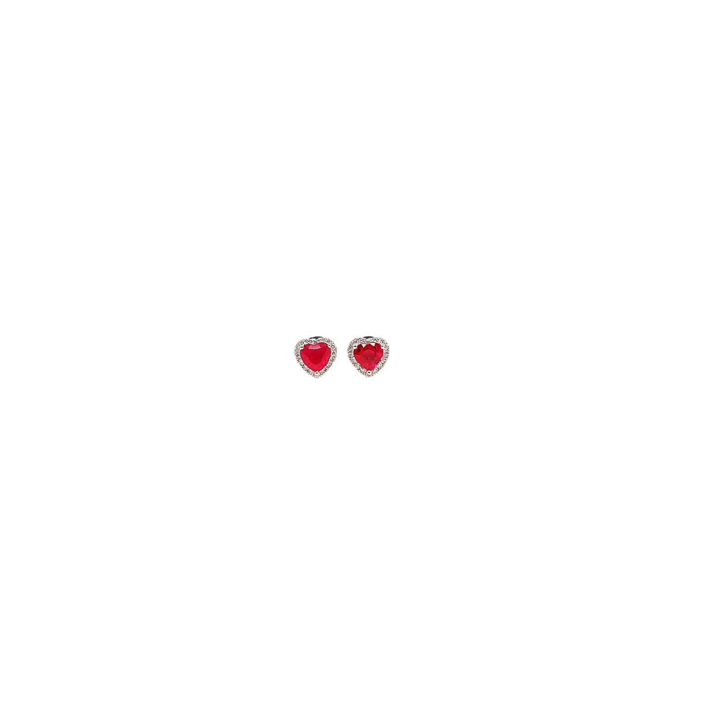Heart Shape Ruby and Diamond Earrings-WK4022