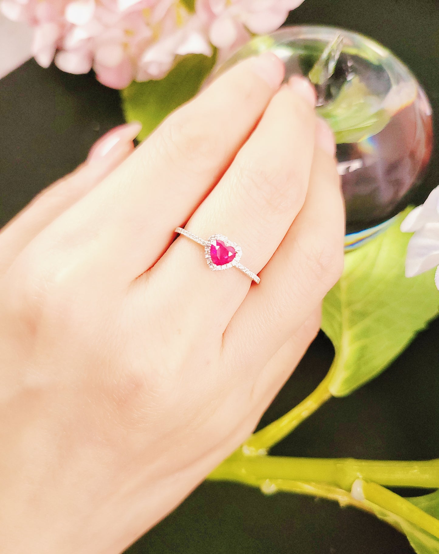 Heart Shape Ruby and Diamond Ring-WK4021