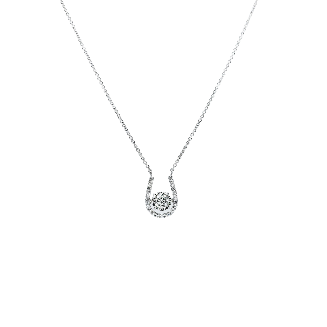 Horseshoe Dancing Diamond Necklace-WK4013