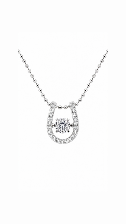 Horseshoe Dancing Diamond Pendant-WK4007