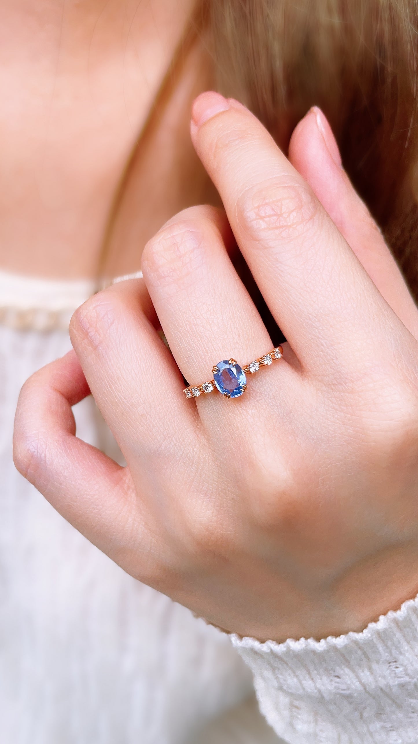 Blue Sapphire & Natural  Diamond Ring-BFO00002628