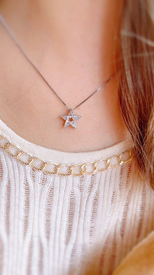 Twinkle Star Diamond Pendant-WK3886