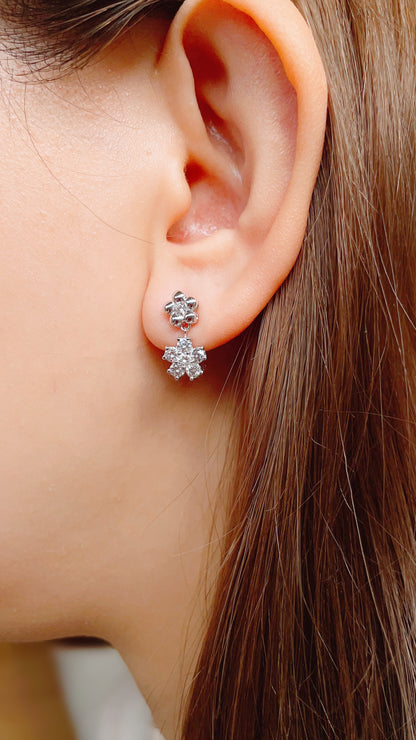 Natural Diamond Flower Drop Earrings-ZCO00006383