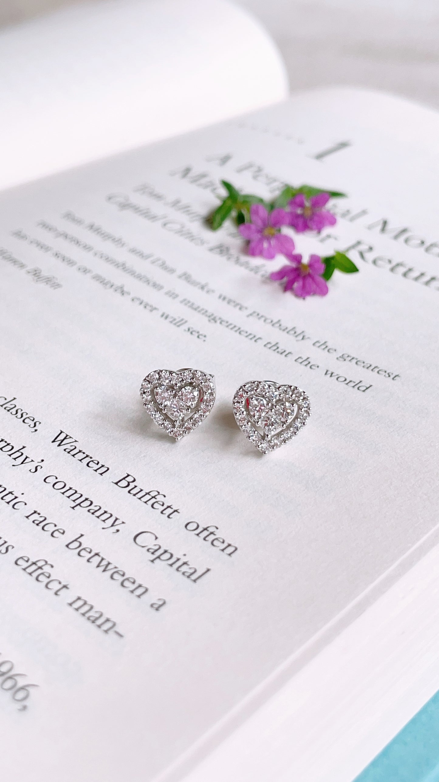 Cluster Natural Diamond Heart Earrings-ZCO00005546