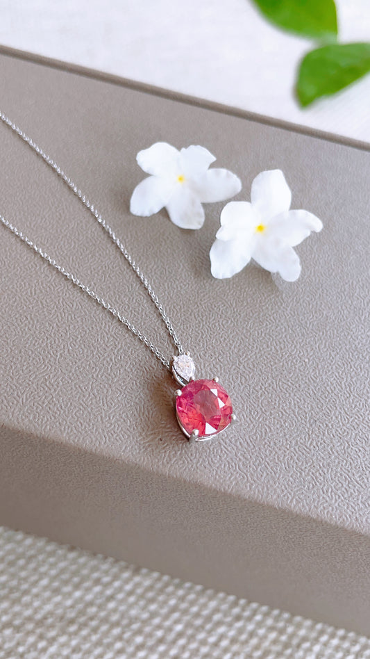 Rubellite and Diamond Pendant-WK3903