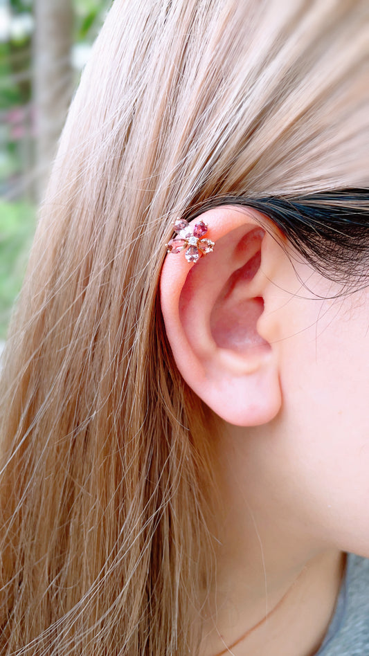 Pink Tourmaline & Diamond Ear Clip-BCO00001707