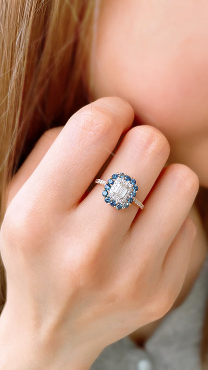 Blue Sapphire and Diamond Ring-WK3487