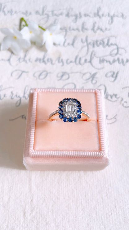 Blue Sapphire and Diamond Ring-WK3487