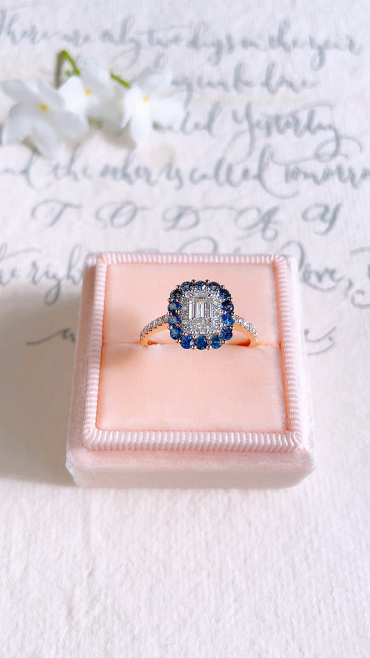 Blue Sapphire and Diamond Ring-WK3487
