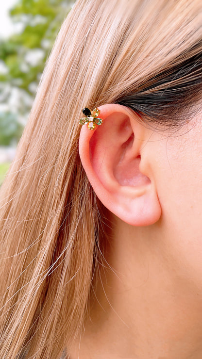 Yellow and Green Tourmaline & Diamond Ear Clip-WK3809@