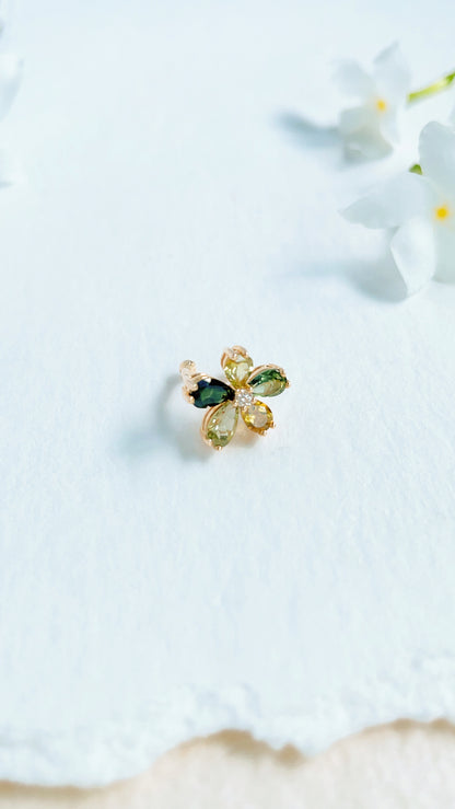 Yellow and Green Tourmaline & Diamond Ear Clip-WK3809@