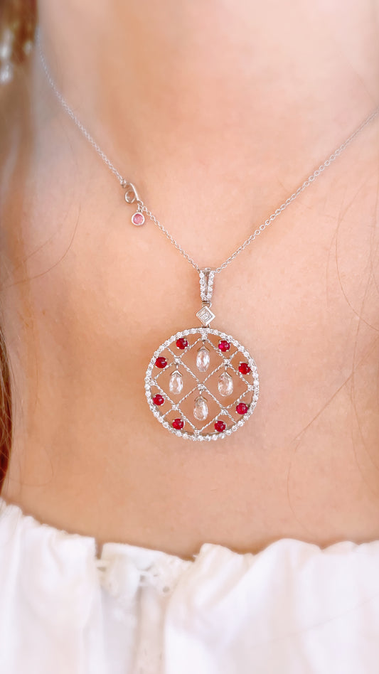 Dream Catcher Diamond And Ruby Pendant-BEO00001441