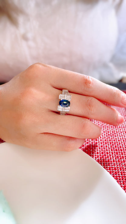 Blue Sapphire & Diamond Ring-BFO00001604