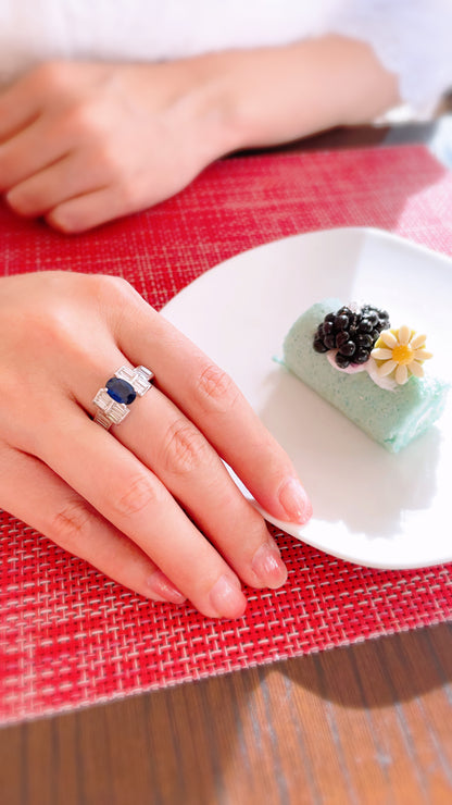 Blue Sapphire & Diamond Ring-BFO00001604