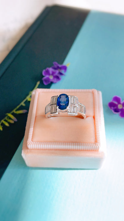 Blue Sapphire & Diamond Ring-BFO00001604