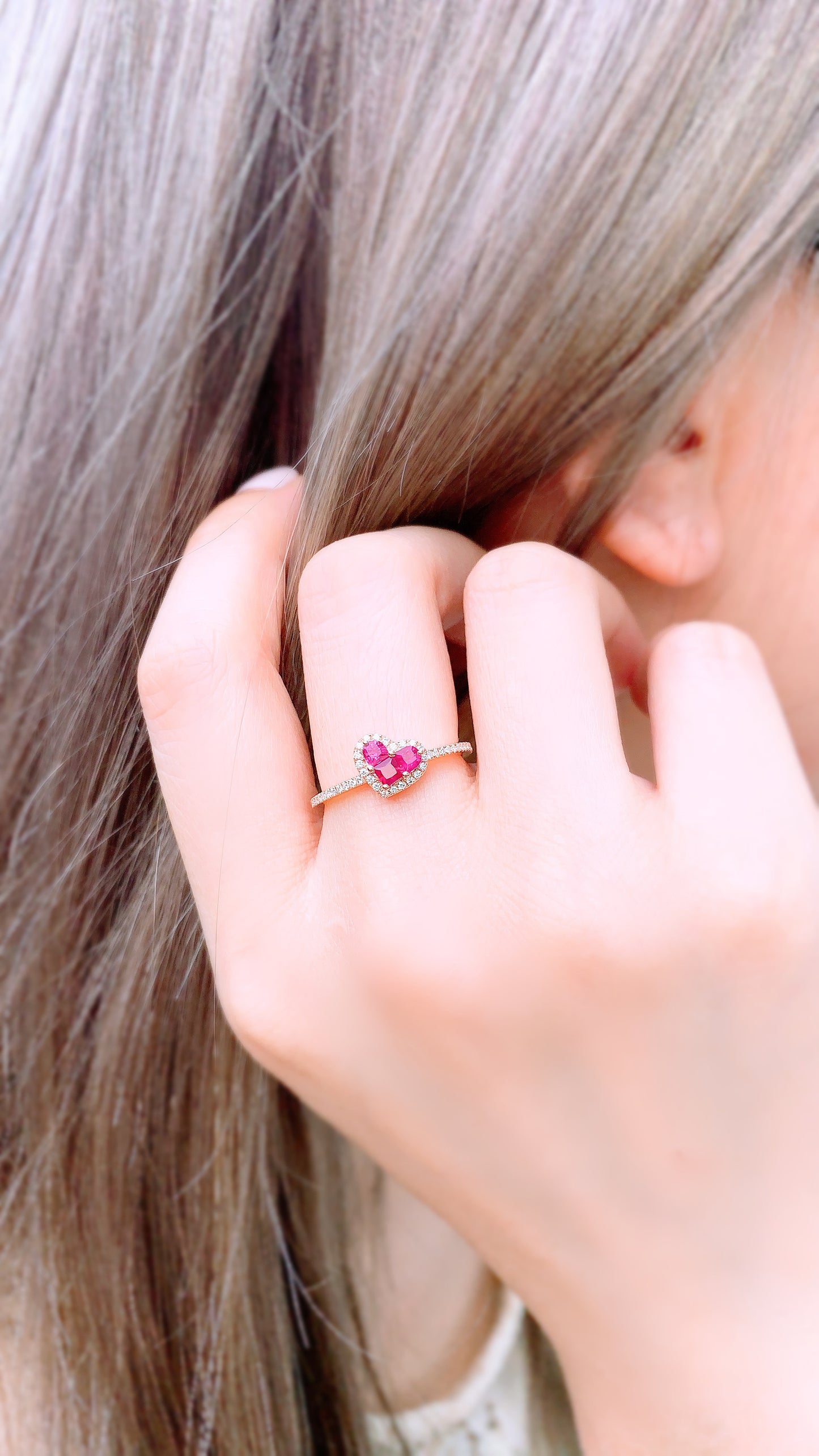 Heart Shape Ruby and Diamond Ring-BFO00002609