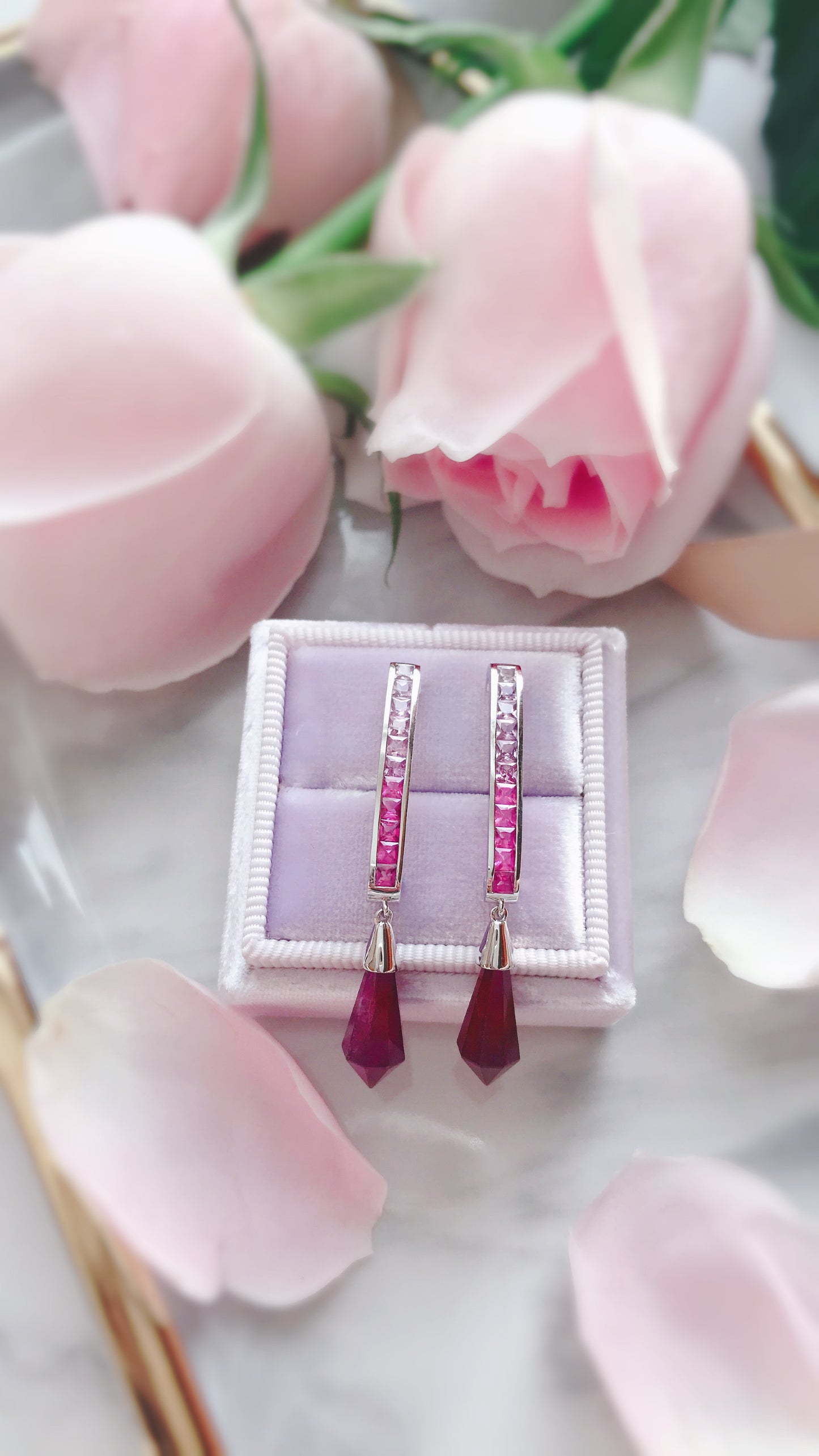 Ruby And Pink Sapphire Drop Earrings-BCO00001365