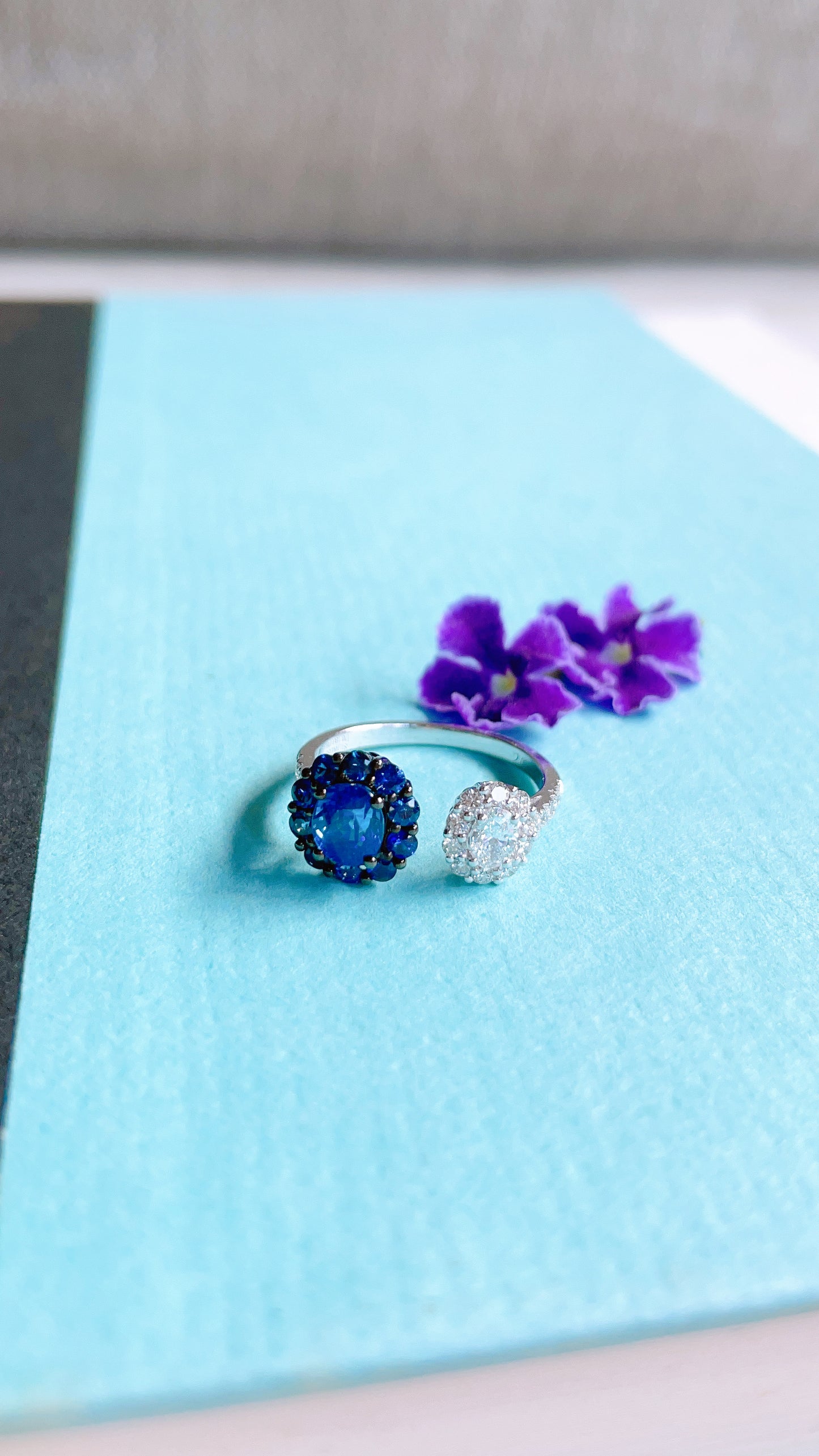 Hug Me Blue Sapphire and Diamond Ring(WK3398)