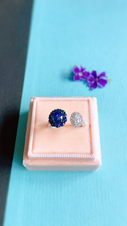 Hug Me Blue Sapphire and Diamond Ring(WK3398)