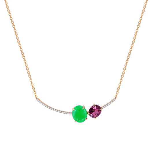 Jade and Diamond Necklace(Certified Grade A )-WK3962