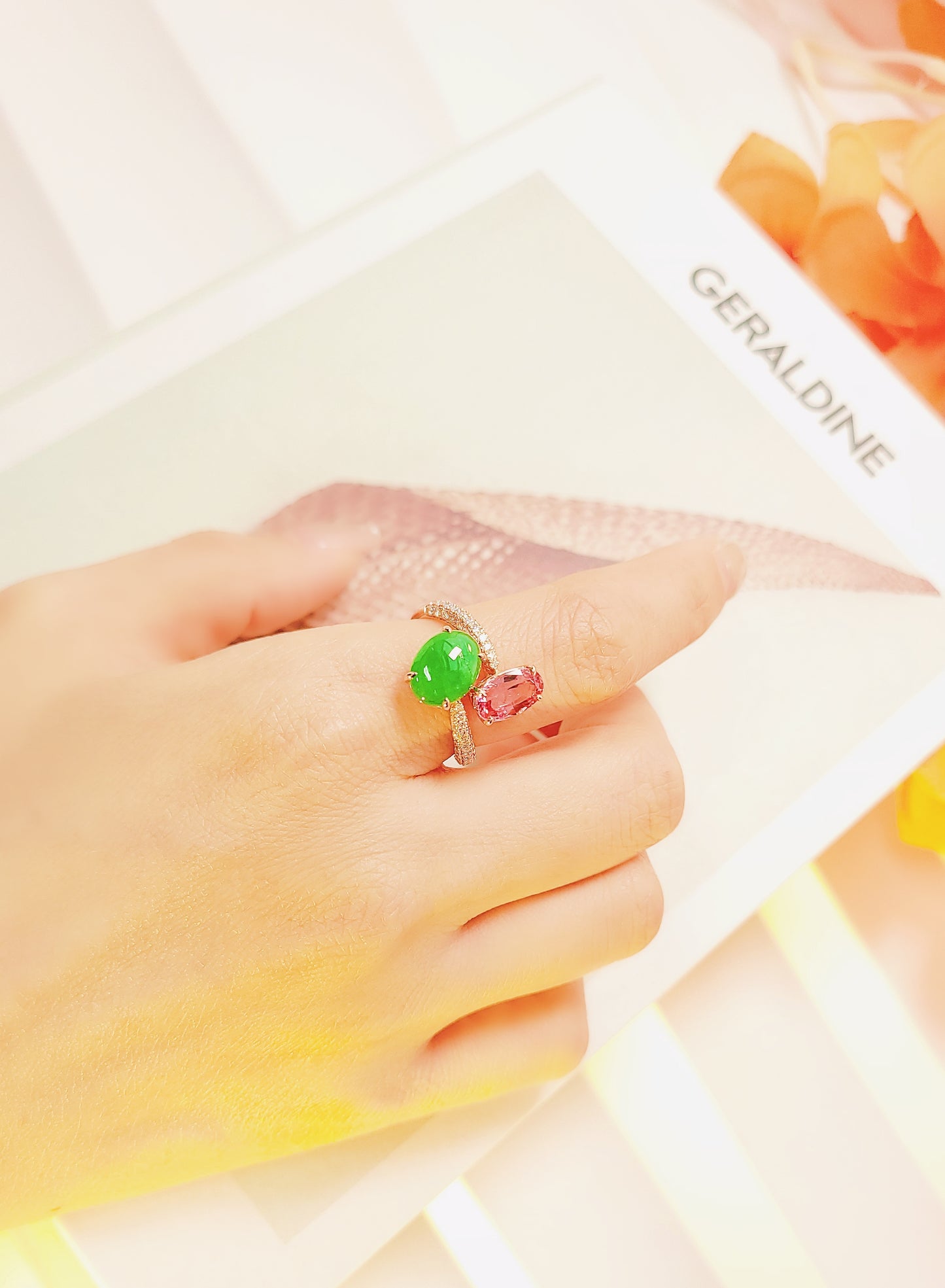 Jade and Diamond Ring (GIA Certified Grade A )-WK4003