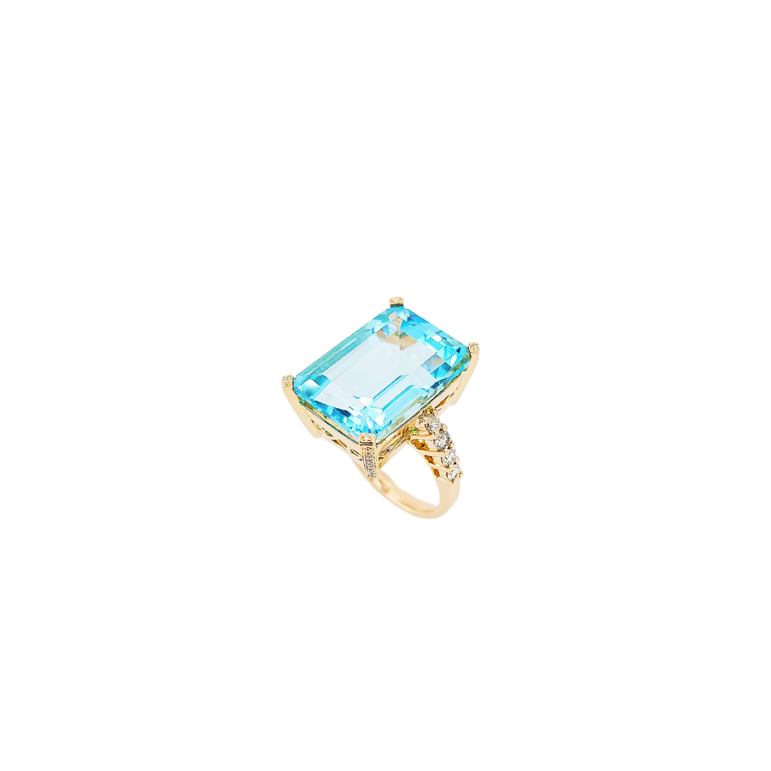 Light Blue Tourmaline and Diamond Ring-BFO00003502