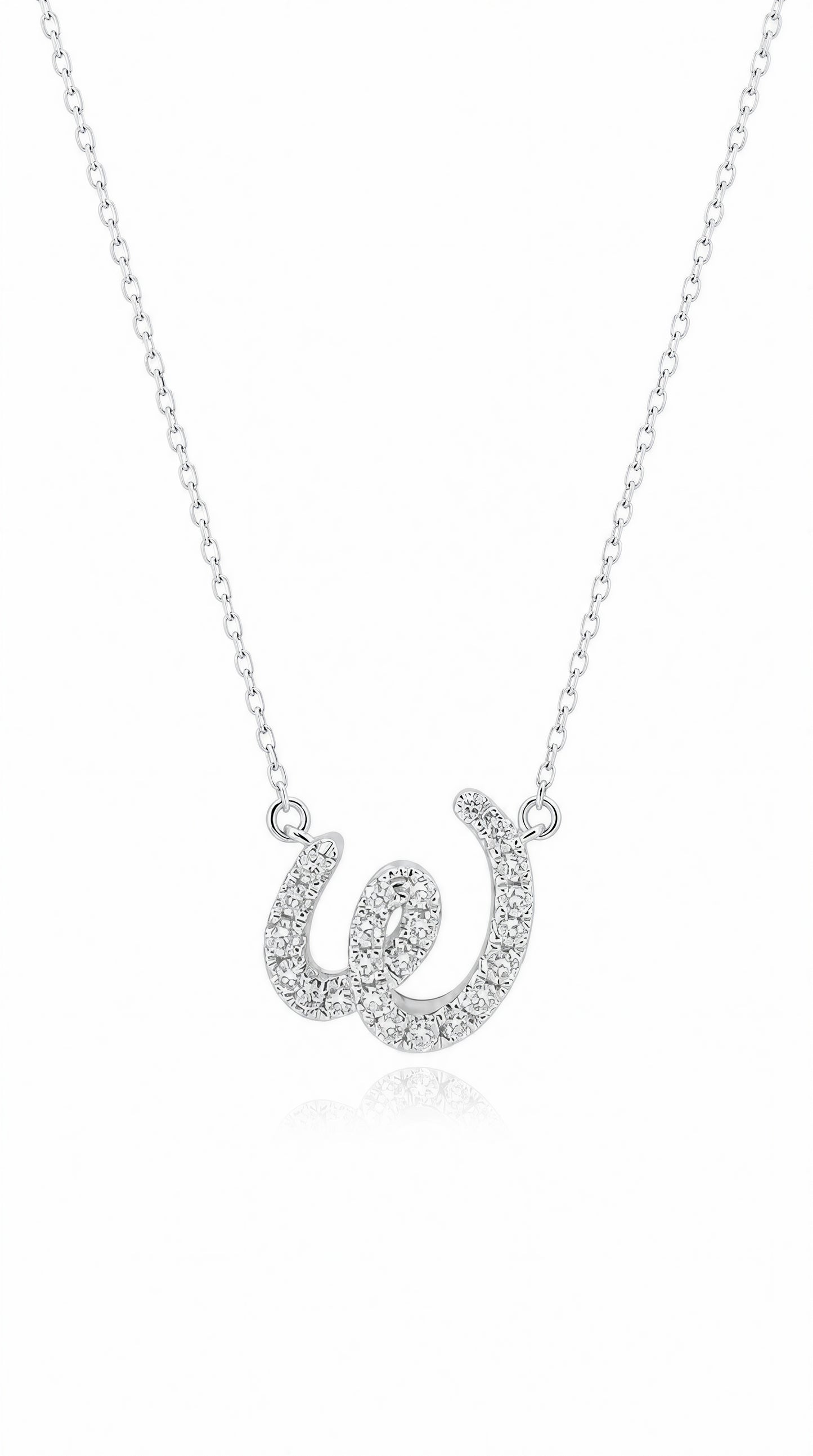 Letter W Diamond Necklace-WK4098AW@