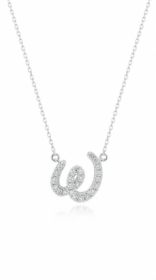 Letter W Diamond Necklace-WK4098AW@
