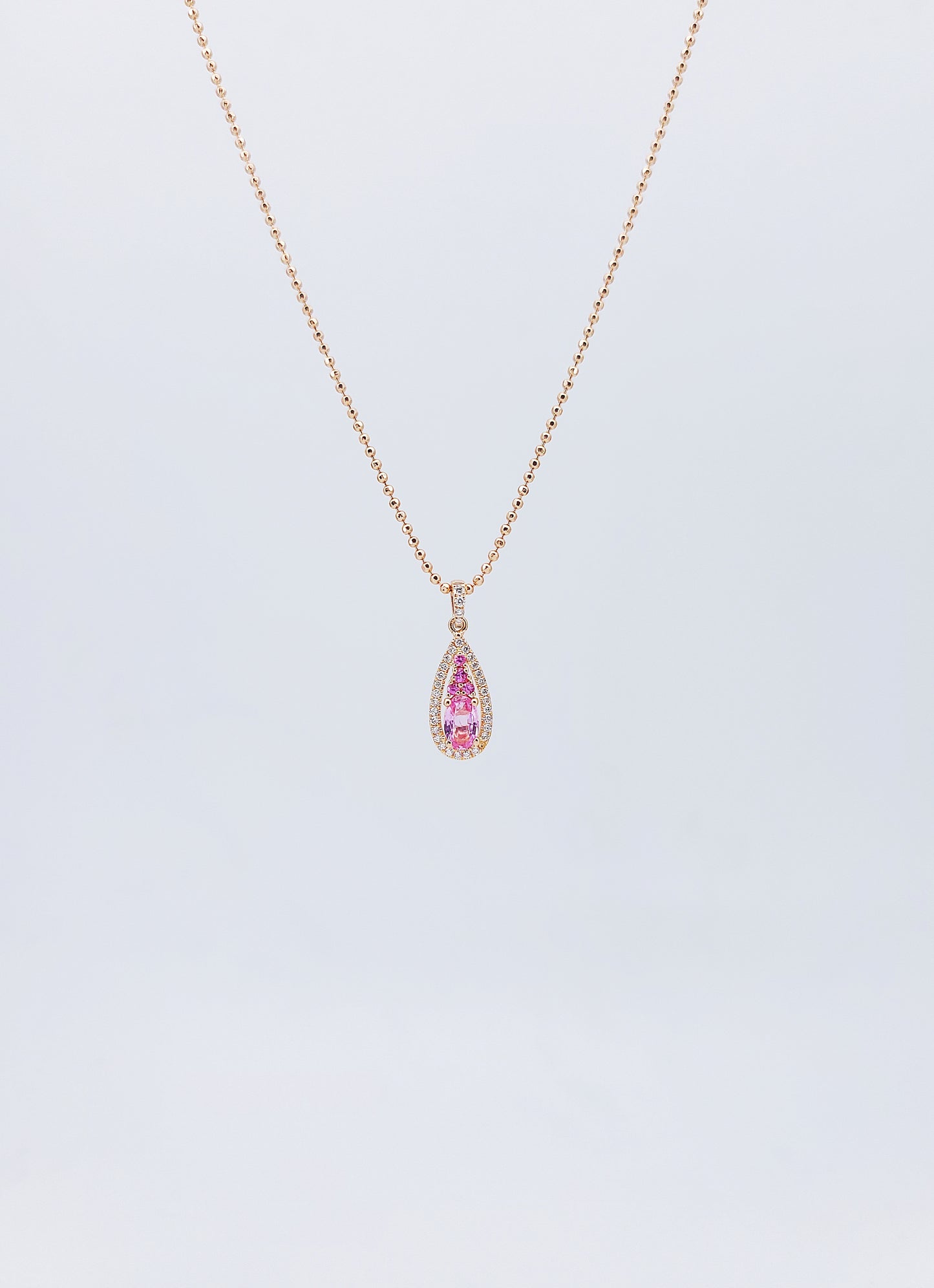 Pink Sapphire &amp; Diamond Pendant-BEO00002637