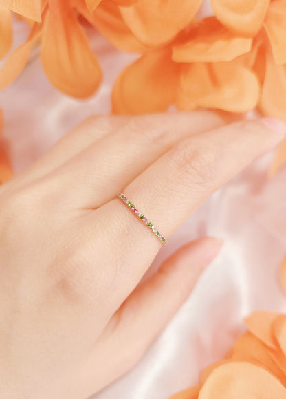 Green Garnet Diamond Ring-WK4191@