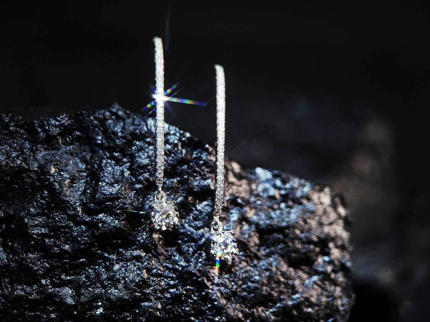 Diamond Drop Earrings-WK3970@